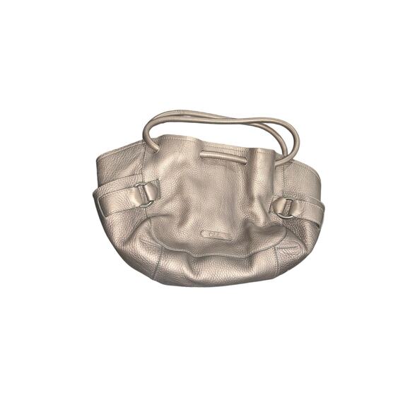 Cole Haan Leather Denney Shoulder Slouchy Hobo Bag Metallic Silver - Picture 3 of 12